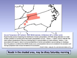 Potential Road conditions Saturday Morning